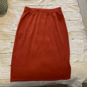 Pumpkin colored midi skirt